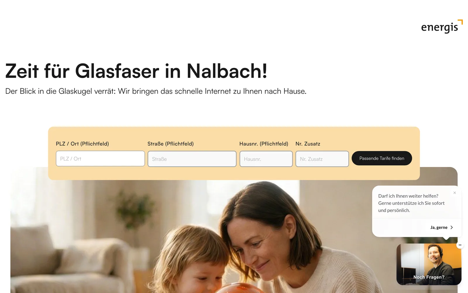 Glasfaser-Landingpage für Nalbach