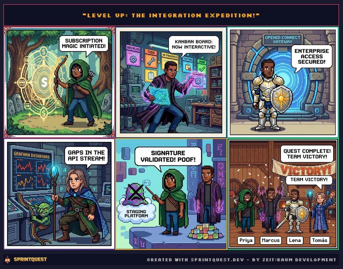 SprintQuest-Comic „Level Up, The Integration Expedition“