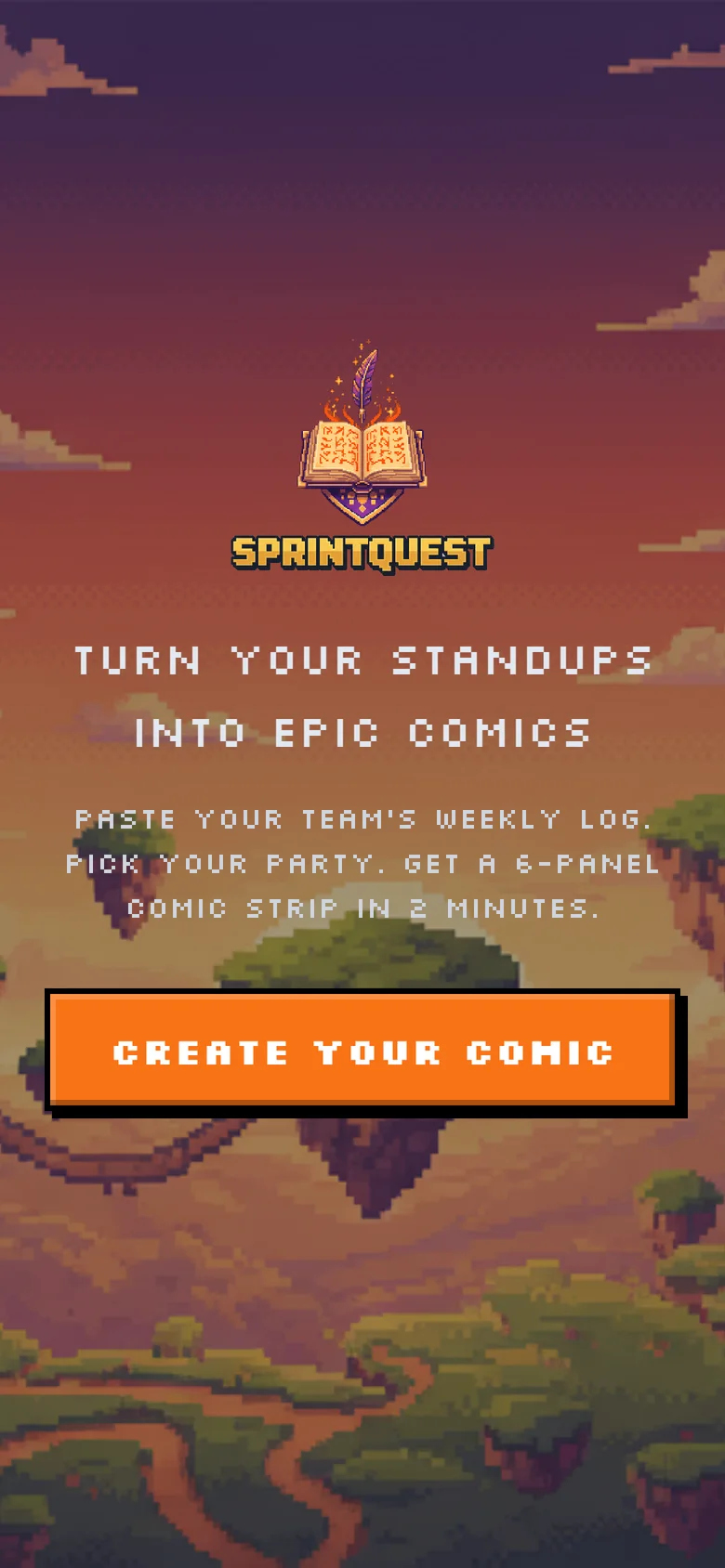 SprintQuest-Startseite auf dem Smartphone